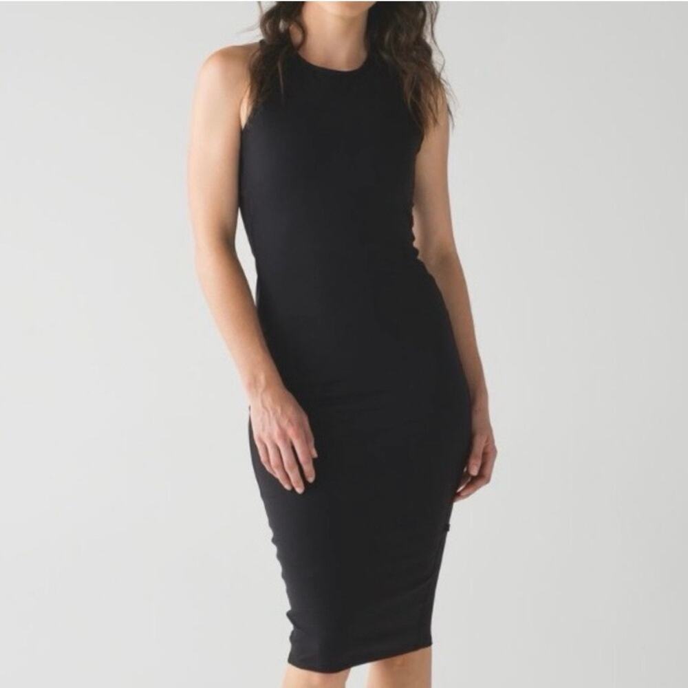 Lululemon Black Picnic Play Sleeveless Bodycon Midi Dress - size 0
